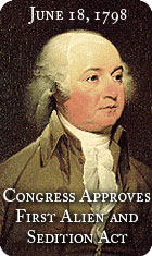 John Adams, Alien & Sedition Acts of 1798
